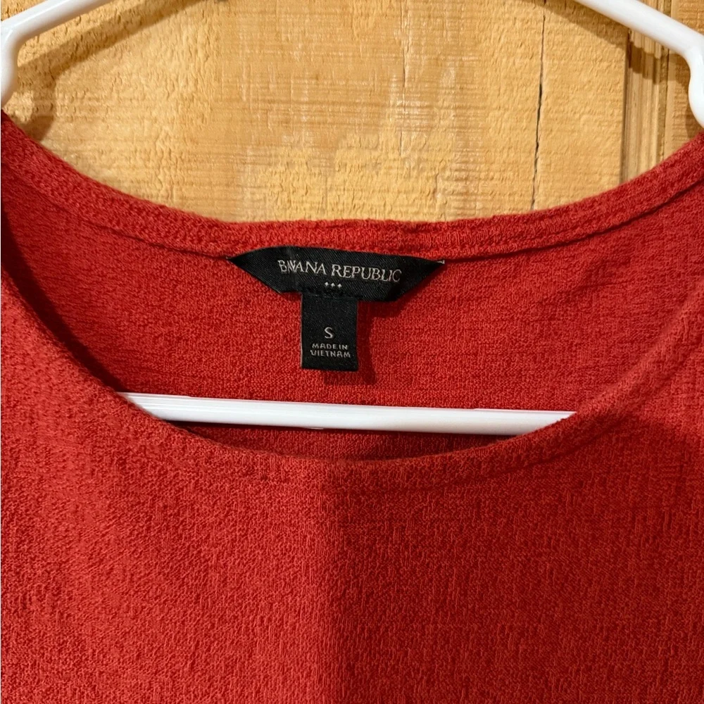 Banana Republic Red Peplum Puff-Sleeve Top